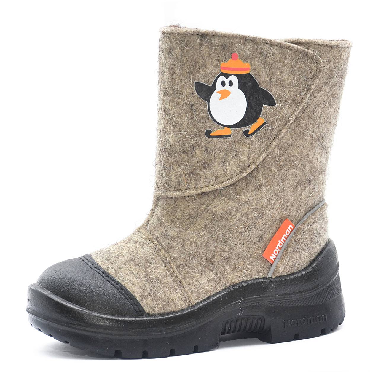 Валенки Nordman c натуральным мехом на липучке с рисунком пингвин - фото 2