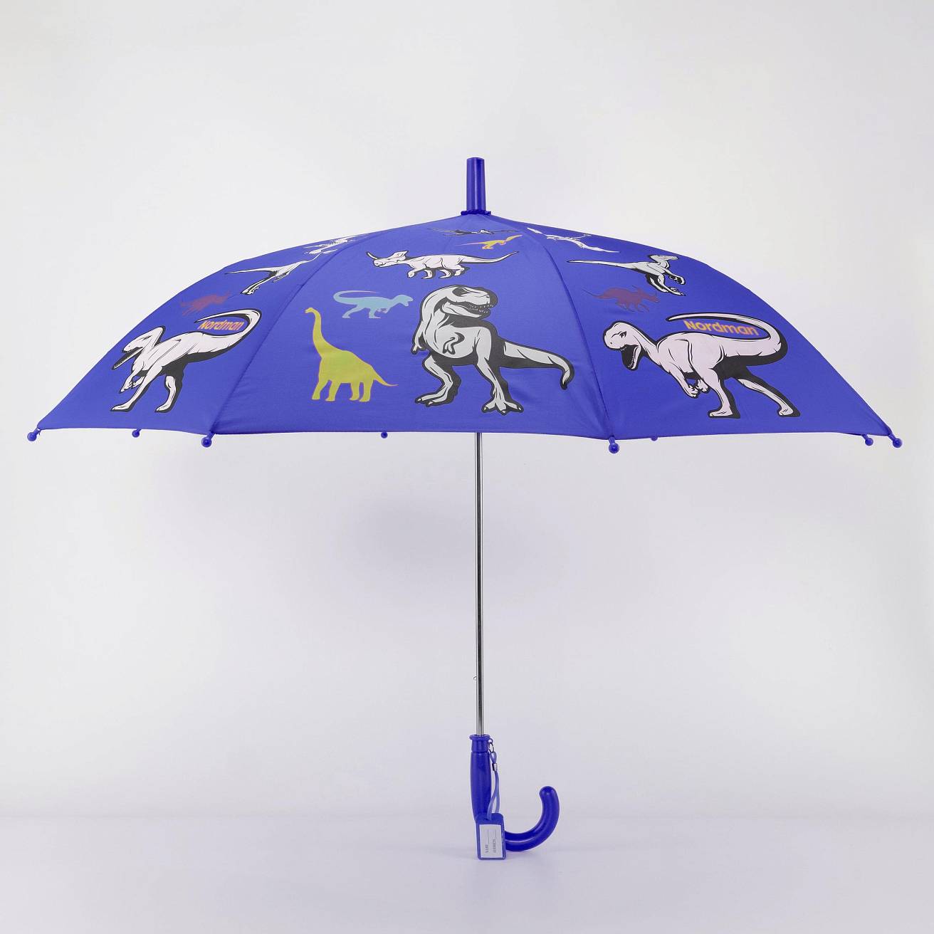 Зонт-трость цвет синий/принт динзавры - фото 5