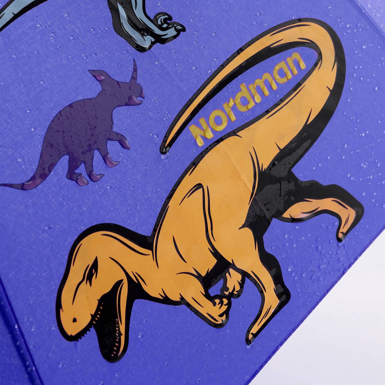 Зонт-трость цвет синий/принт динзавры - фото 4