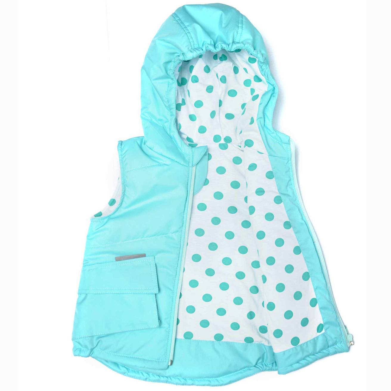 Жилетка с капюшоном бирюзовая - фото 3