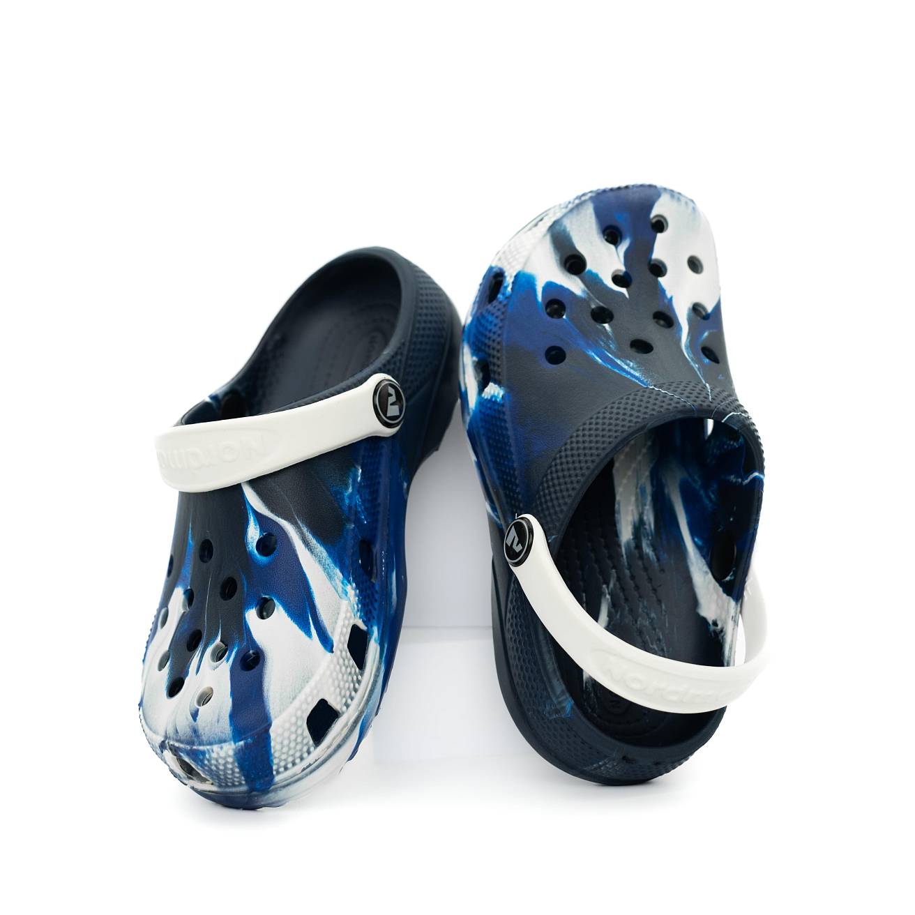 Сабо из ЭВА Nordman Schlöps бежевые с модуляцией бело-синей - фото 5