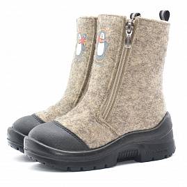 Фото Валенки Nordman на двух молниях с кожаным носом с рисунком пингвин