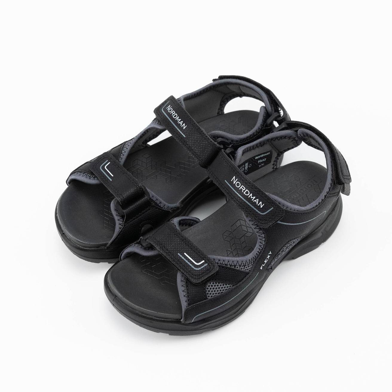 Детские летние сандалии черные с серым - фото 2