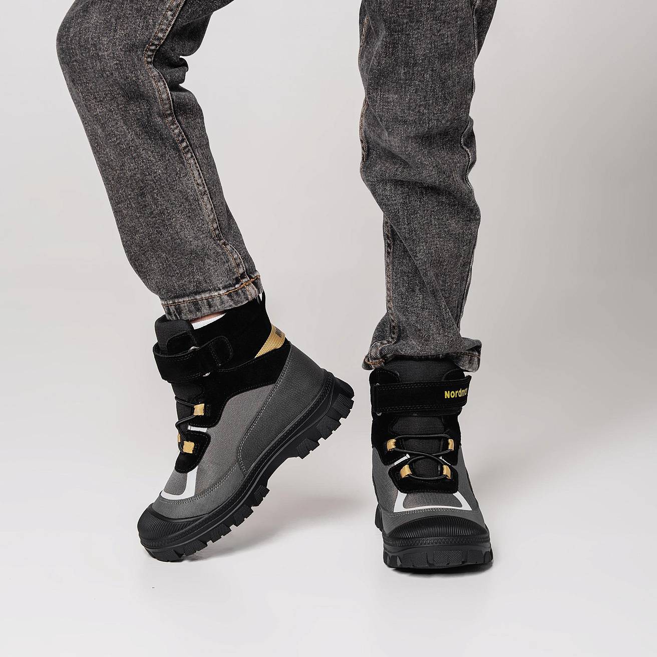 Ботинки Nordman зимние на липучке и шнурках цвет серый - фото 5
