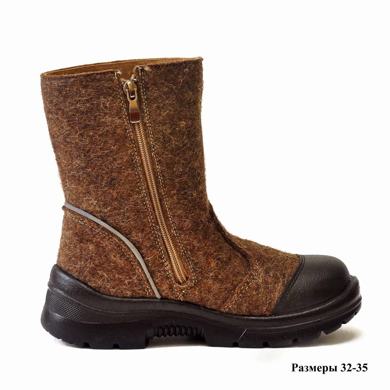 Детские валенки Nordman c натуральным мехом на молнии с кожаным носом коричневые - фото 7