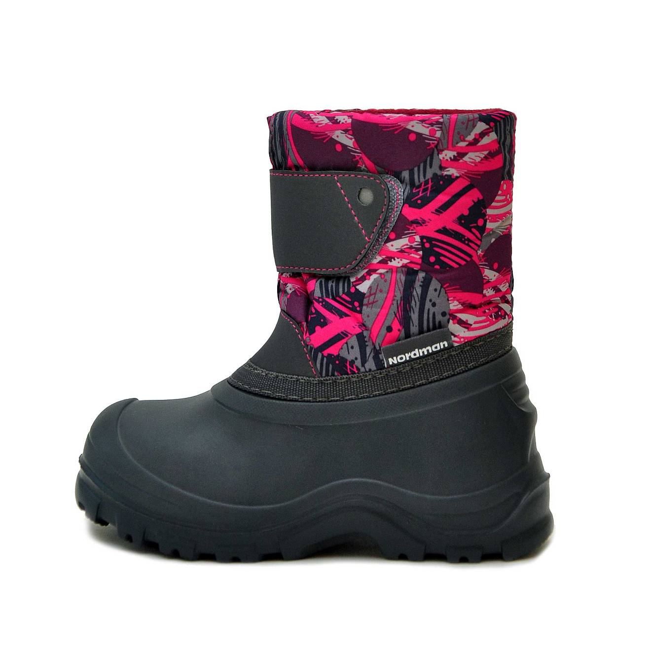 Сноубутсы Nordman Joy из ЭВА на липучке серо-розовые c серой подошвой - фото 4