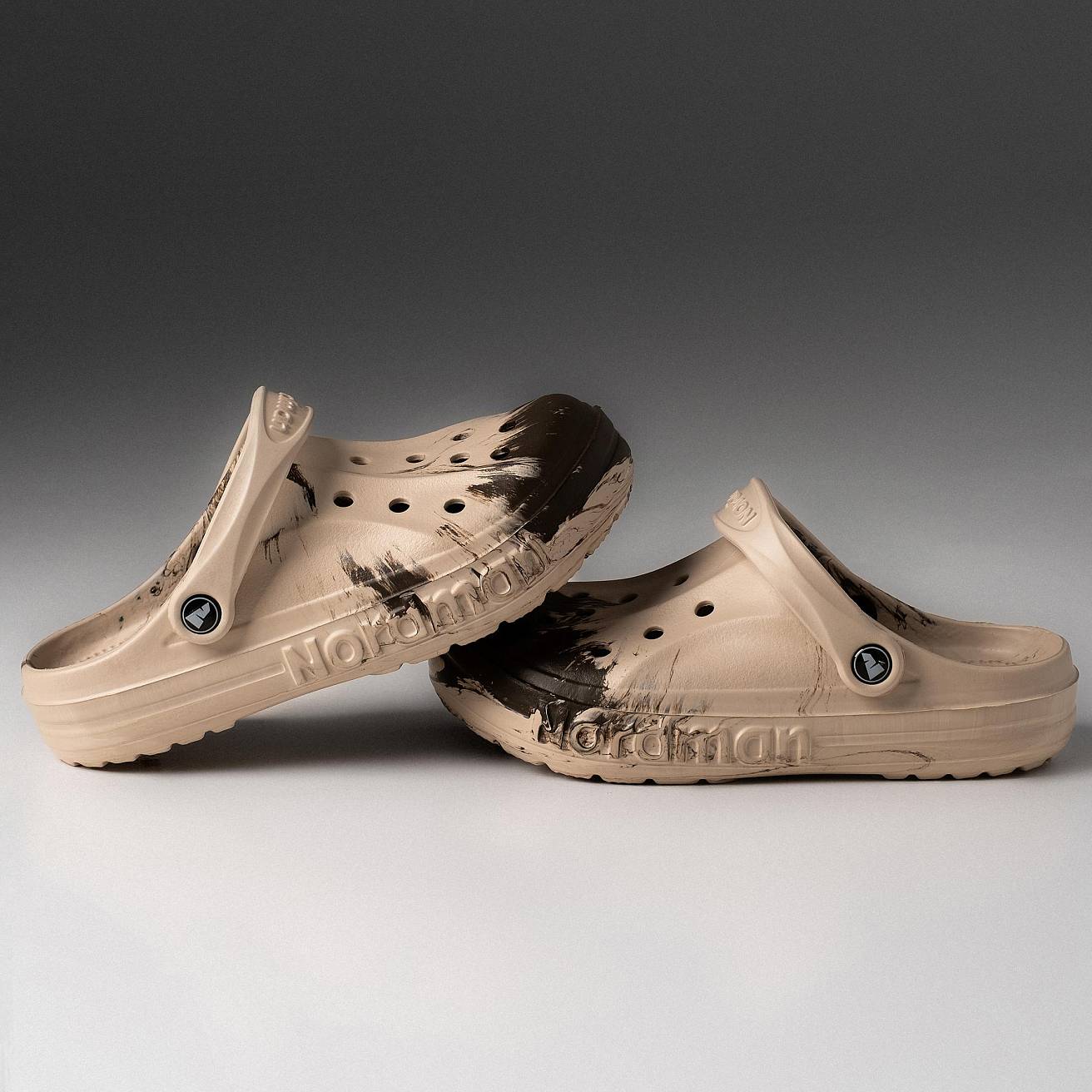 Сабо из ЭВА Nordman Shark бежевые  с коричневой модуляцией - фото 3