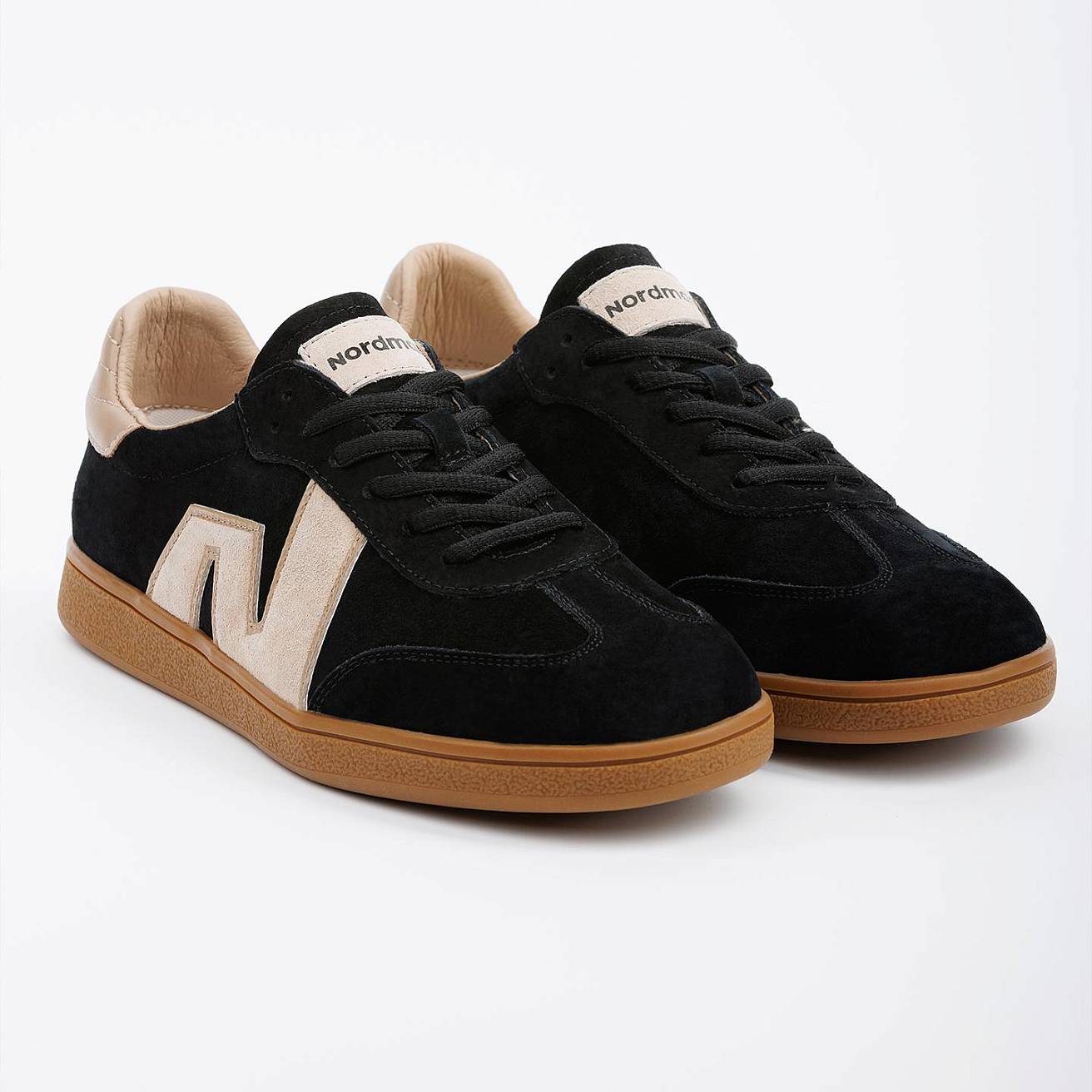 Женские кроссовки Nordman черные с бежевым - фото 1