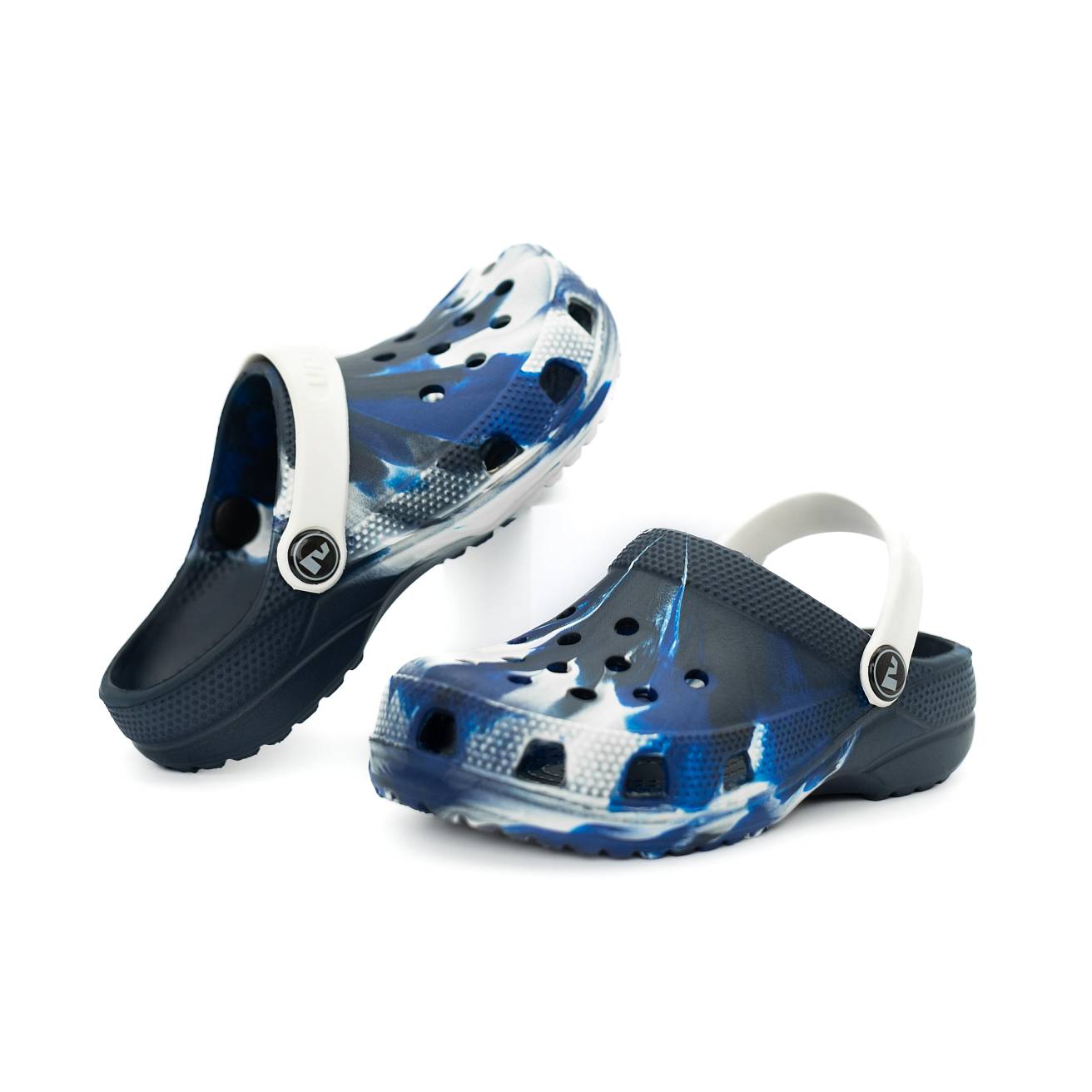 Сабо из ЭВА Nordman Schlöps бежевые с модуляцией бело-синей - фото 6