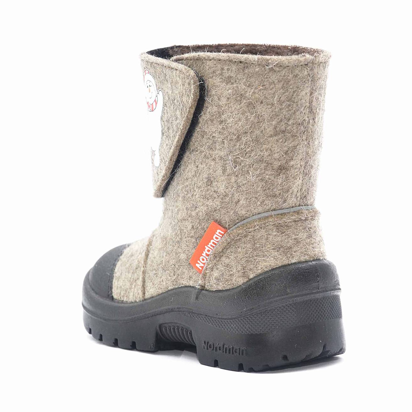 Валенки Nordman c натуральным мехом на липучке с рисунком снеговик - фото 4