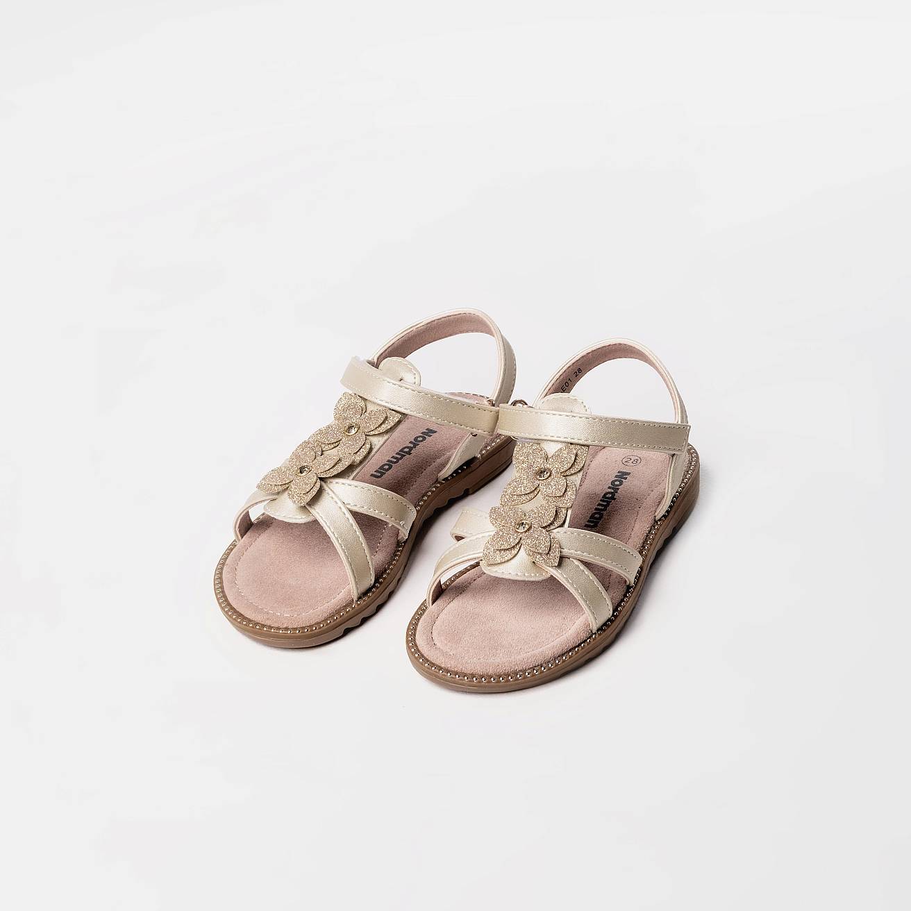 Босоножки детские летние золотые - фото 9