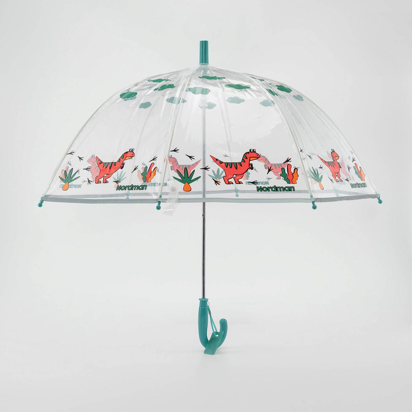Зонт-трость прозрачный /принт динозавры - фото 4