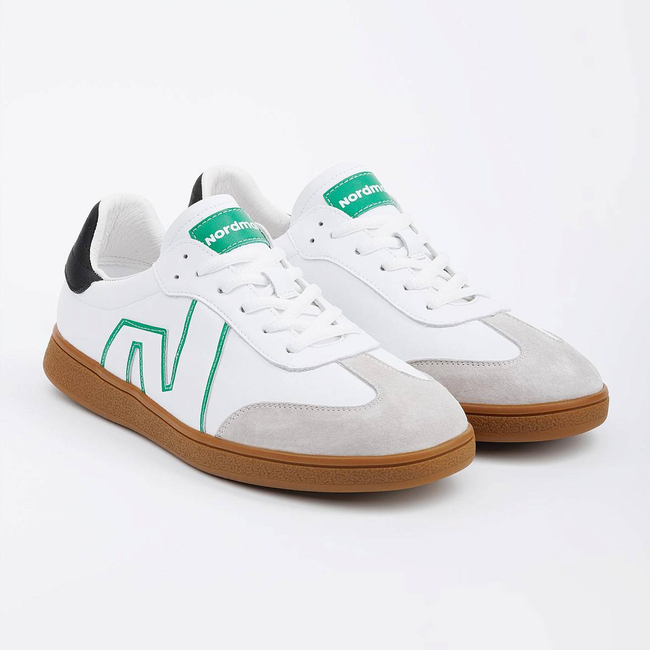 Женские кроссовки Nordman белые с серо-зеленым - фото 1
