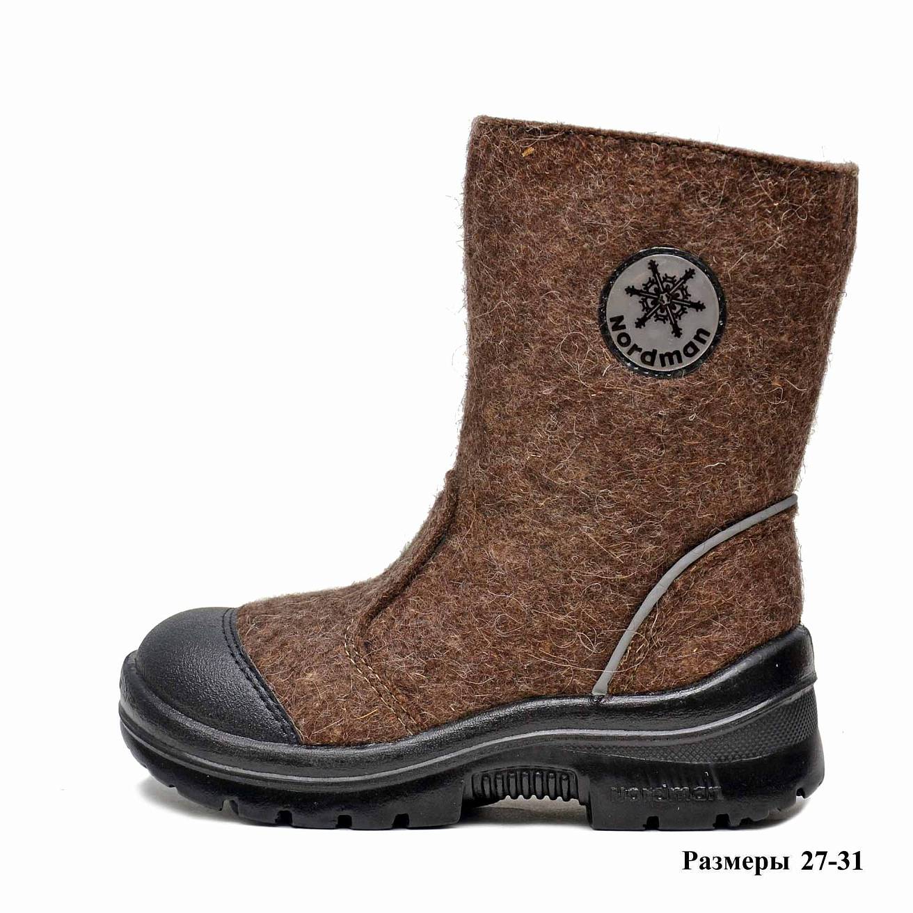Валенки Nordman c натуральным мехом на молнии коричневые - фото 3