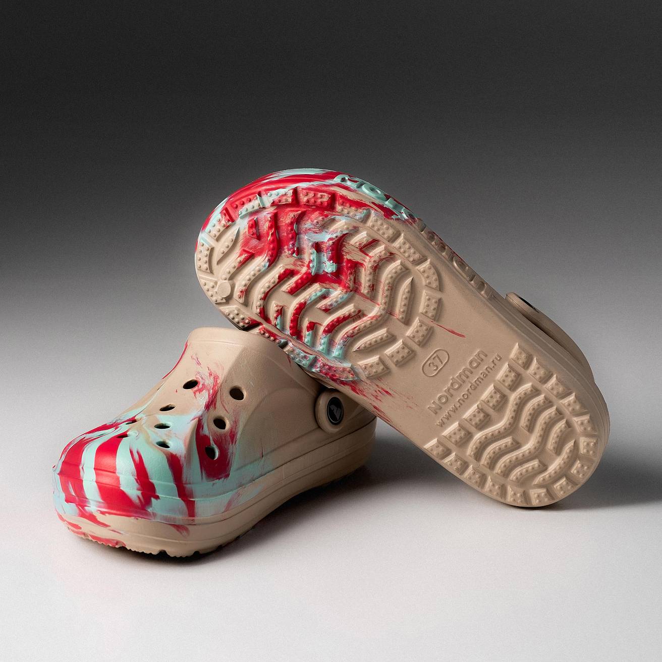 Сабо из ЭВА Nordman Shark цвет бежевый с модуляцией розовый с голубым - фото 3