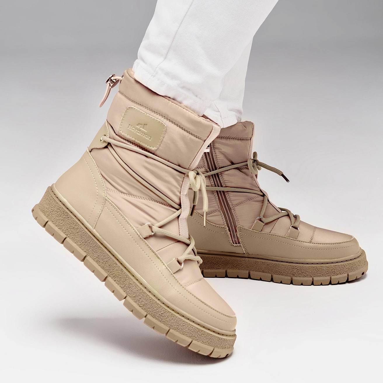 Nordman дутики со шнурком-завязкой цвет бежевый - фото 3