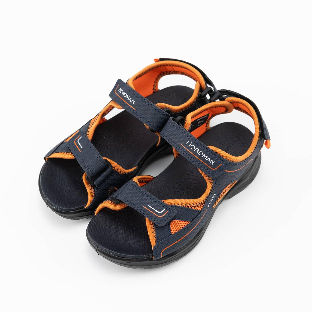 Детские летние сандалии темно-синие с оранжевым - фото 5