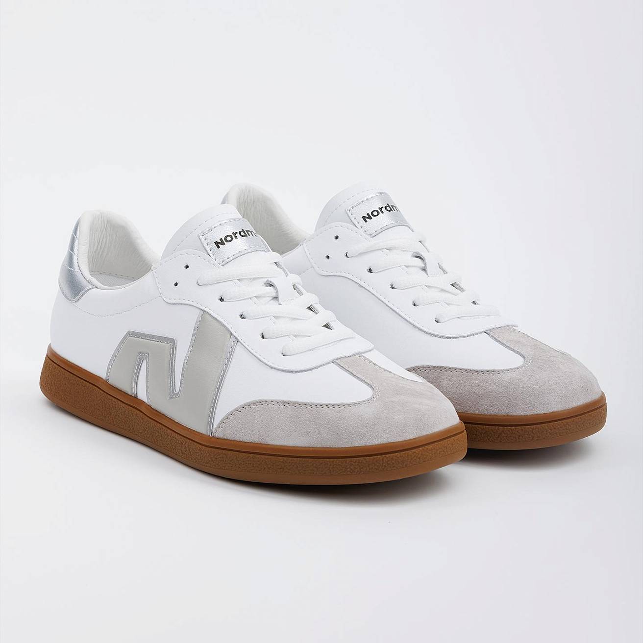 Женские кроссовки Nordman белые с серым - фото 1