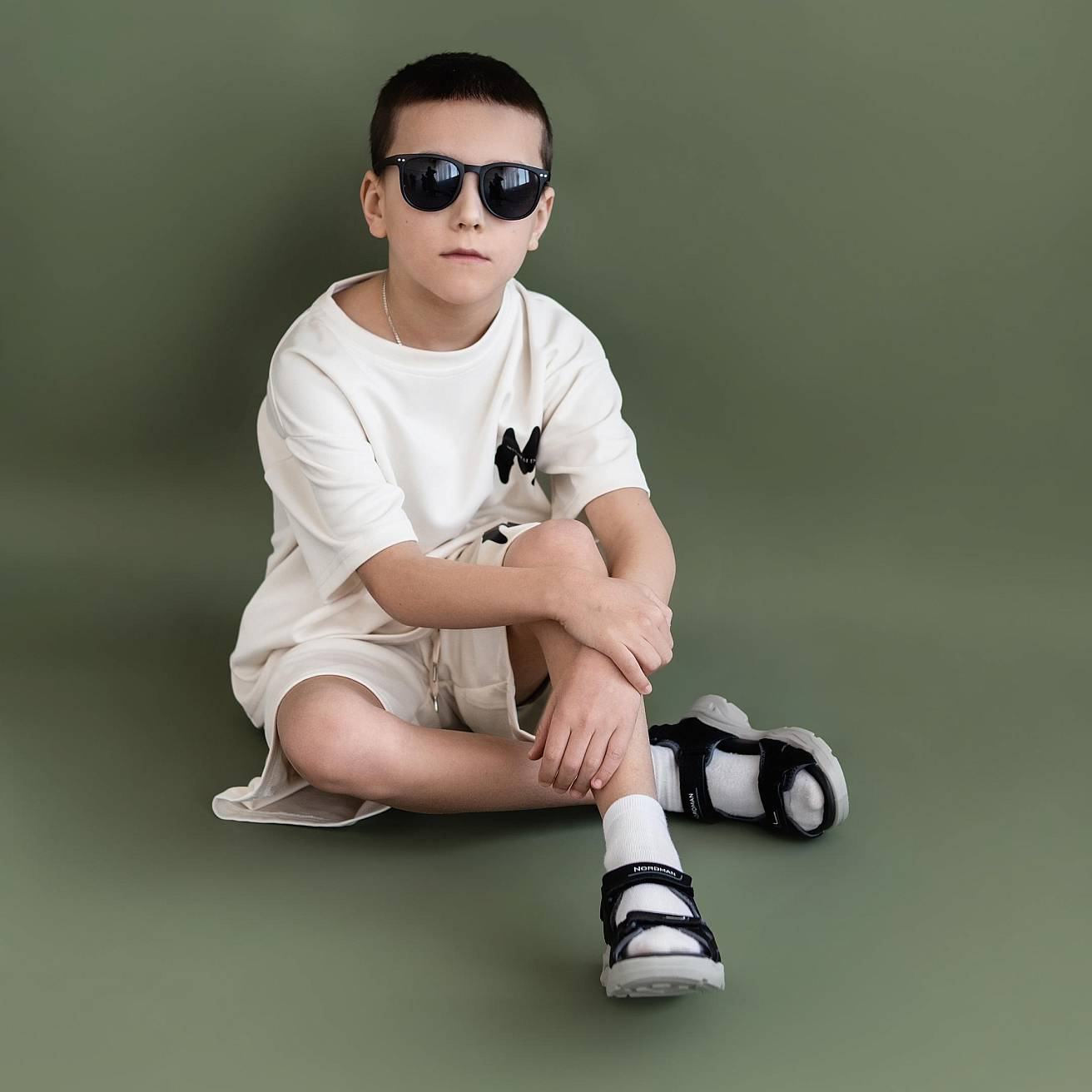 Детские летние сандалии чёрно-серые - фото 3