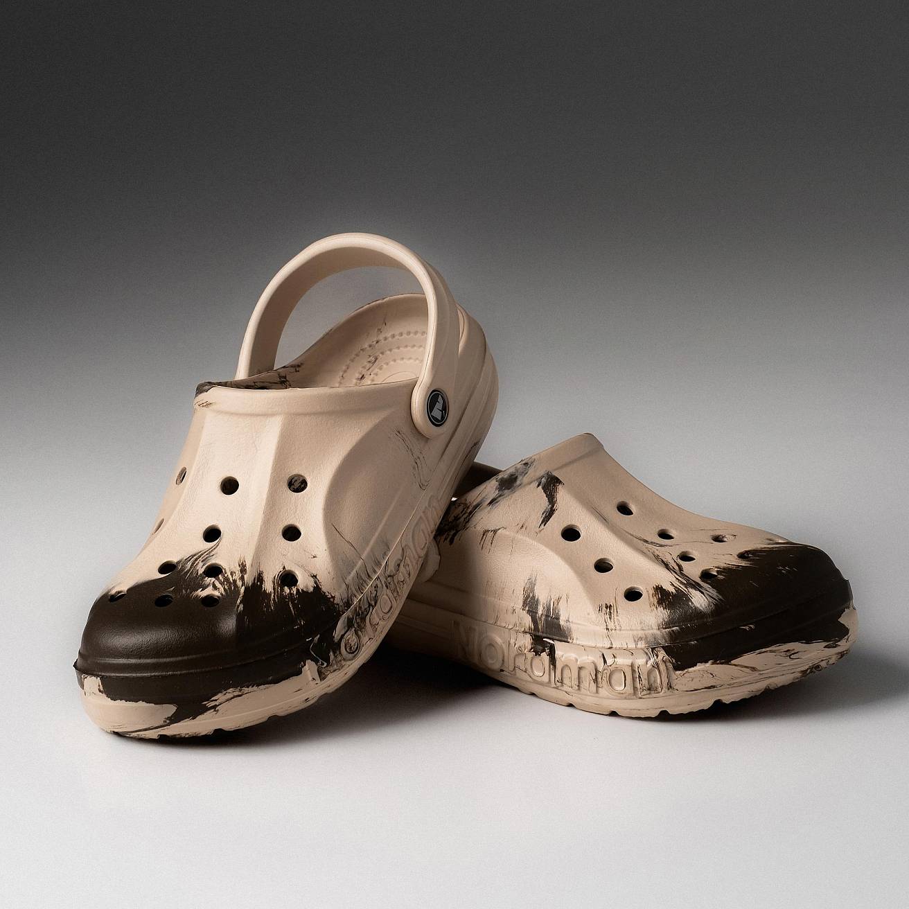 Сабо из ЭВА Nordman Shark бежевые  с коричневой модуляцией - фото 2