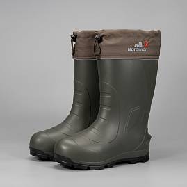 Сапоги Nordman Quaddro с защищенной подошвой ТЭП с шипами и меховым вкладышем до -50С оливковые с черным