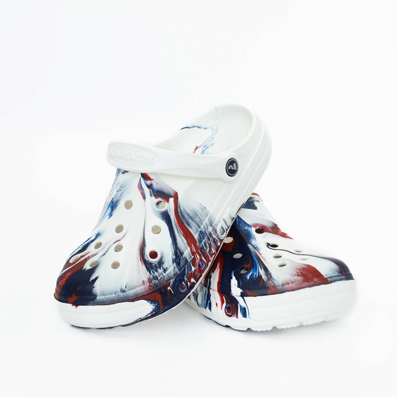 Сабо из ЭВА Nordman Shark белые с красно-синей модуляцией - фото 6