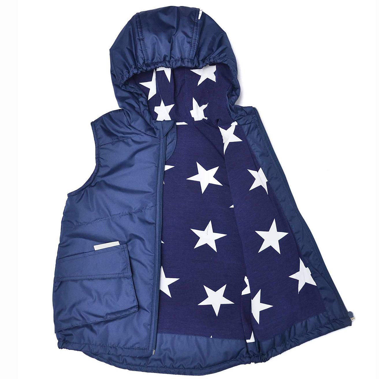 Жилетка с капюшоном темно-синяя - фото 3