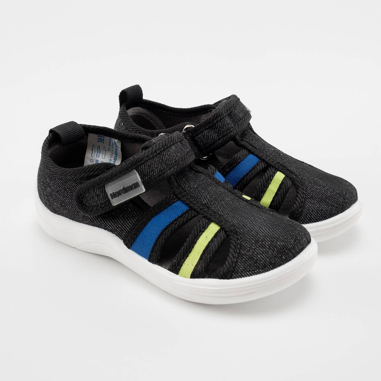 Тапочки детские Nordman Stars синий/лайм - фото 2