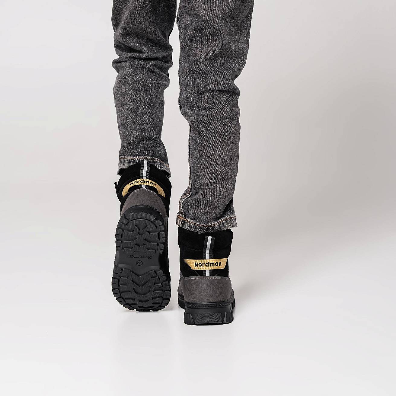 Ботинки Nordman зимние на липучке и шнурках цвет серый - фото 4