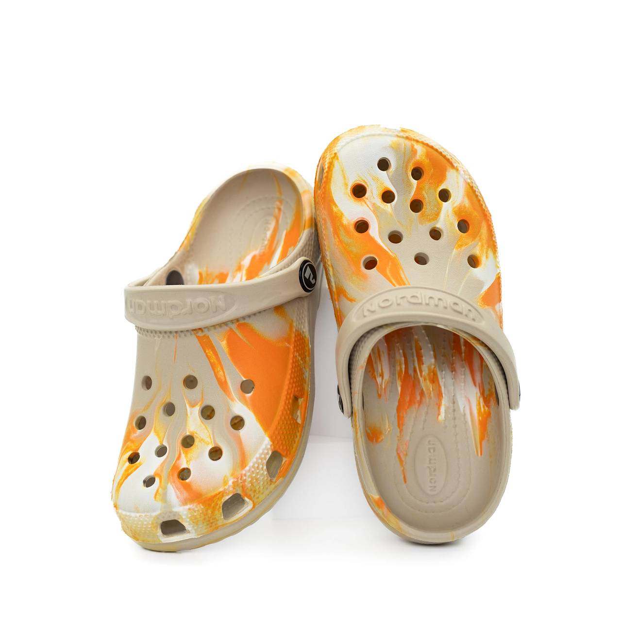 Сабо из ЭВА Nordman Schlöps бежевые с модуляцией бело-оранжевая - фото 2