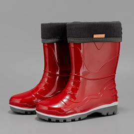 Фото Детские резиновые сапоги с флисовым утеплителем NORDMAN STEP красные